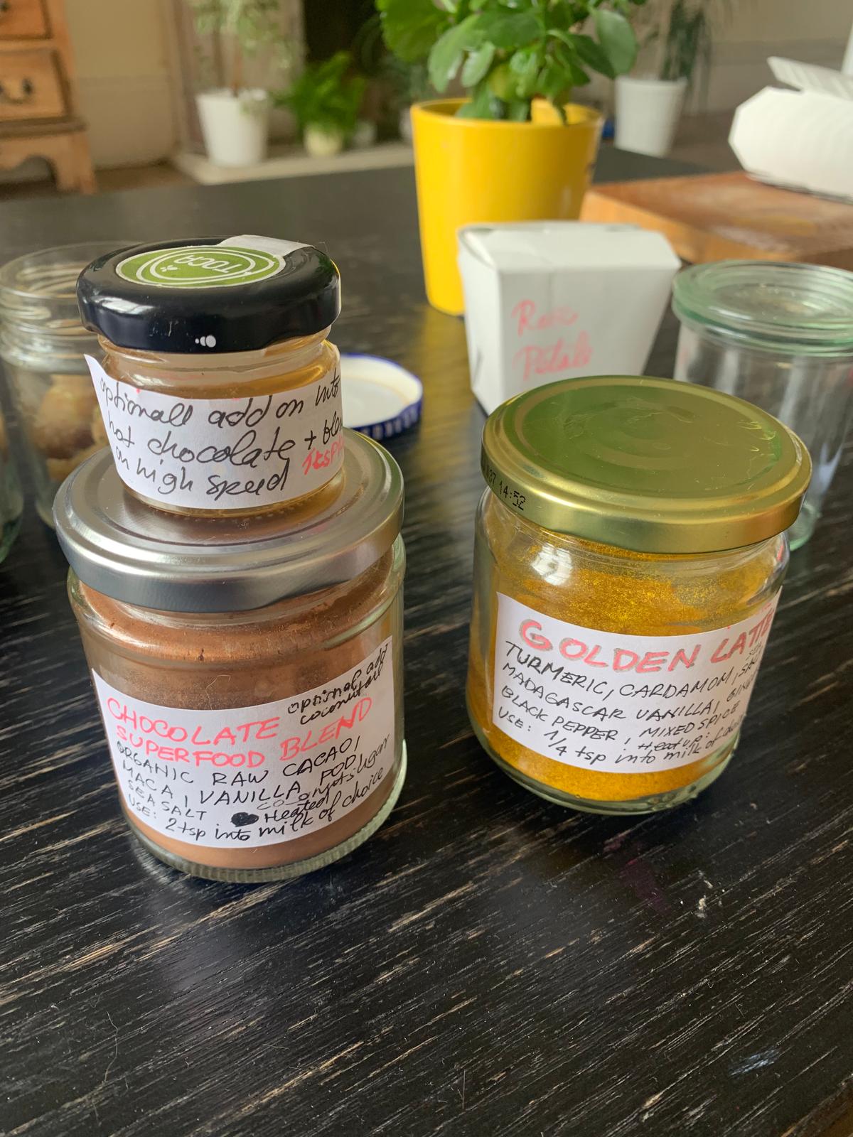 Handmade wellness blends prepared for the retreat