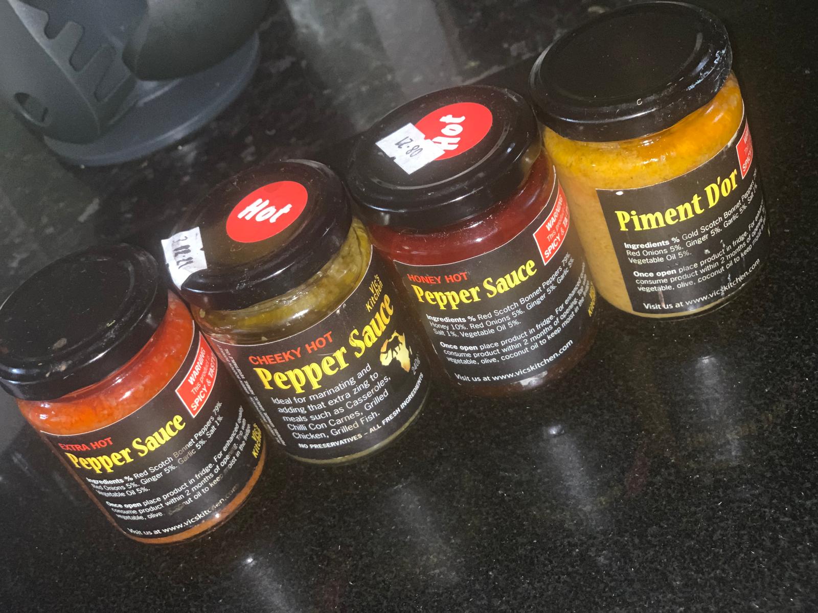 Artisan sauces gathered for a shared retreat table